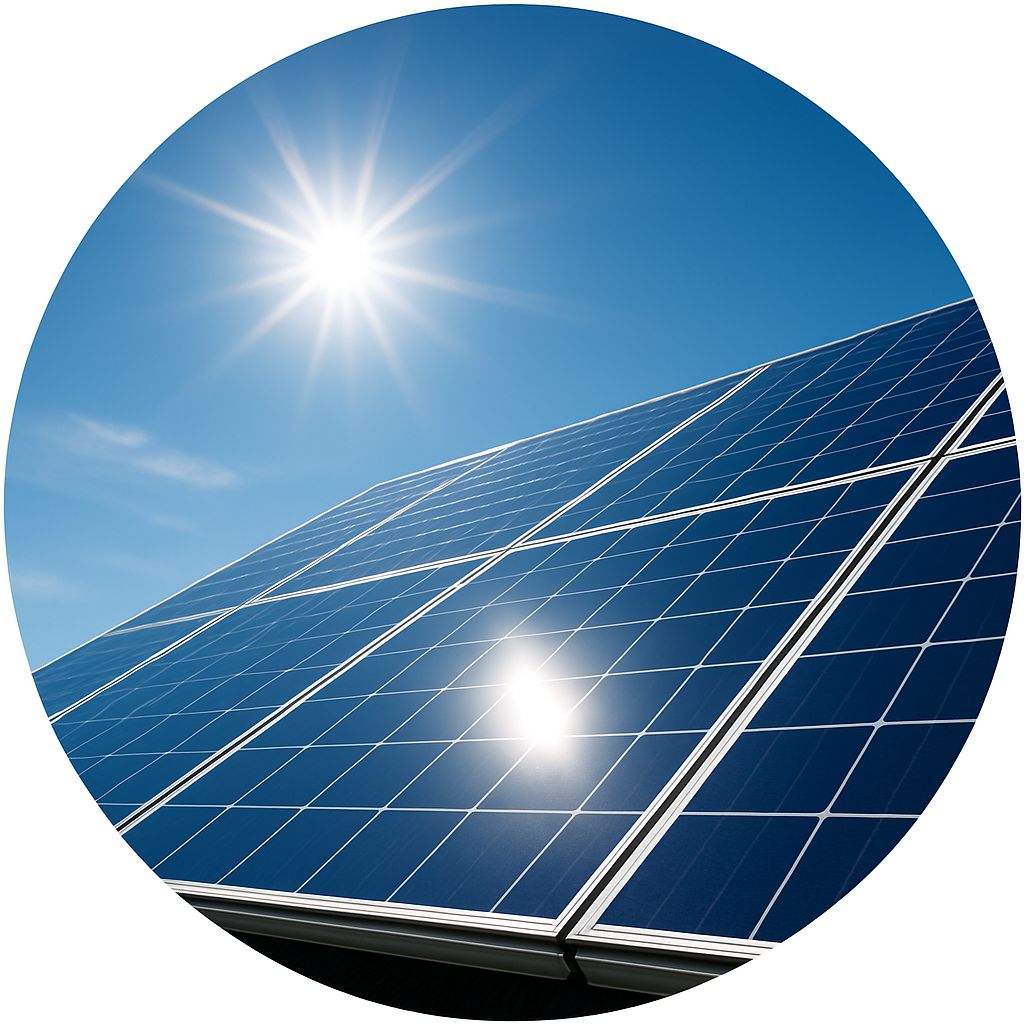 Sonne strahlt auf PV-Panel